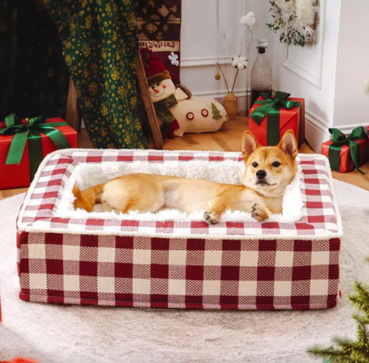 washable plaid pet bed Classic Plaid Pet Bed 