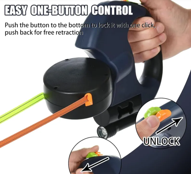 Dual Retractable Dog Leash Retractable