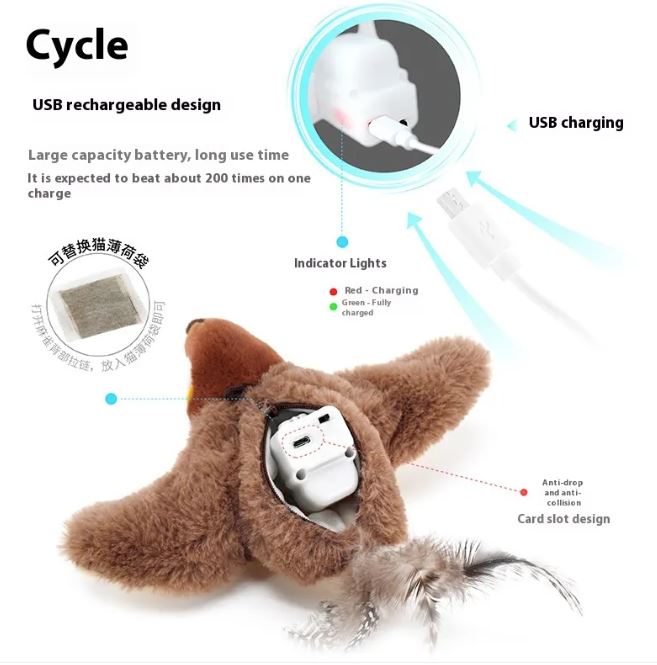 Flapping Bird Cat Toy Powder daily